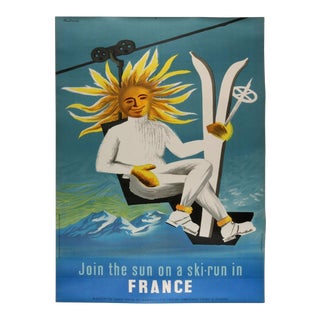 1950 Jacques Dubois, "France Skiing" Poster For Sale