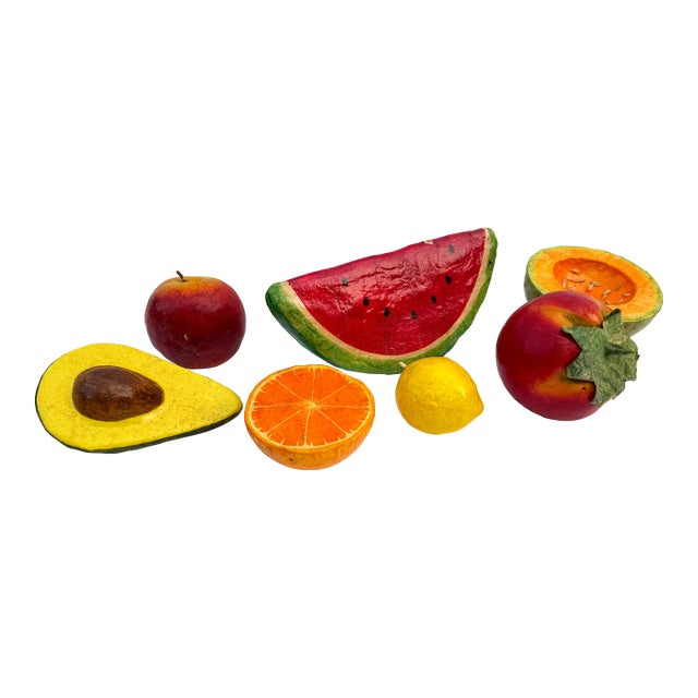 Vintage Handmade Papier-Mâché Fruit - Set of 7 For Sale