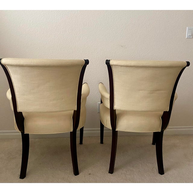 Baker Furniture Company Vintage Baker Furniture Barbara Barry Modern Regency Exquisite Pair Accent Armchairs For Sale - Image 4 of 16
