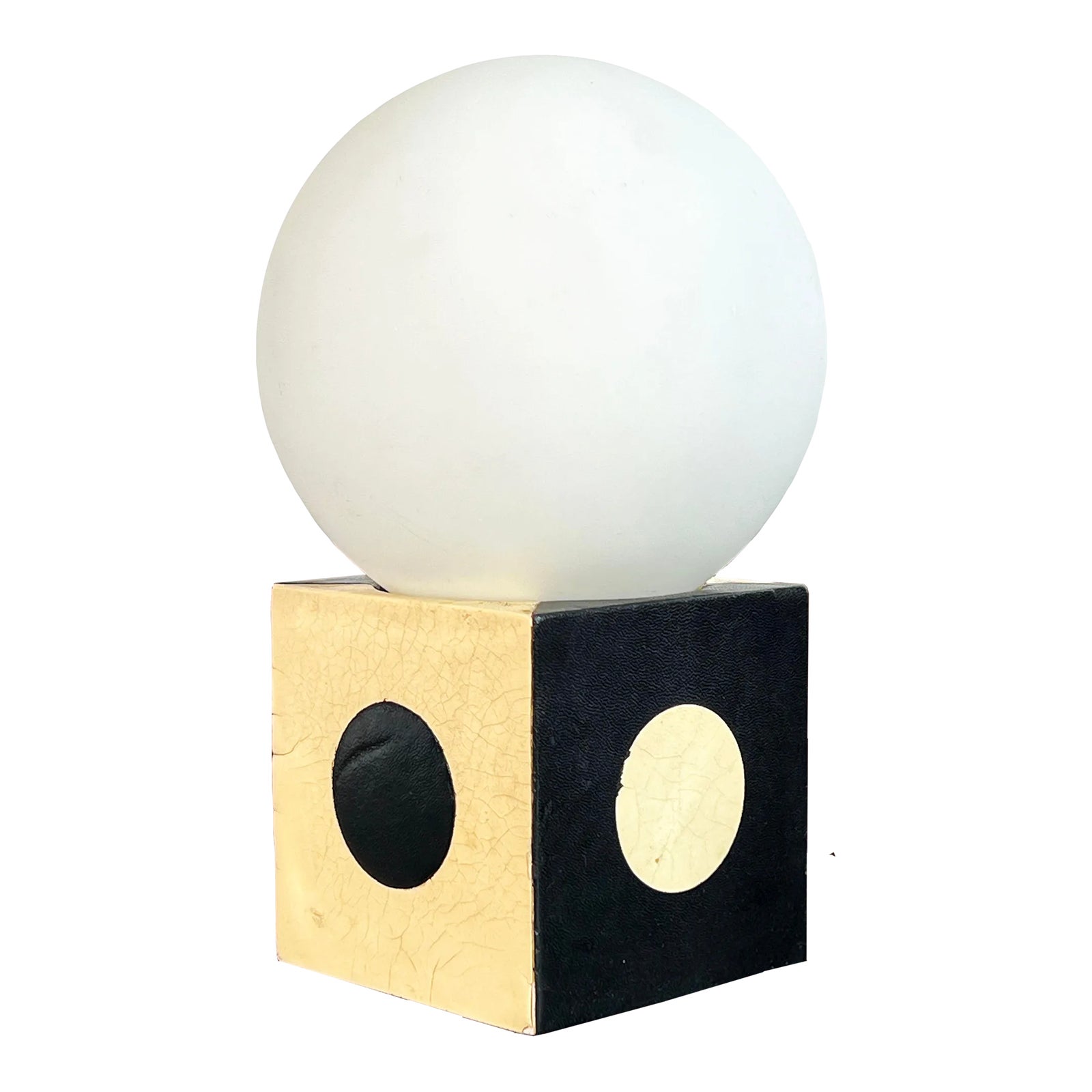 Vintage C.1950's Italian Black & White Leather Table Lamp