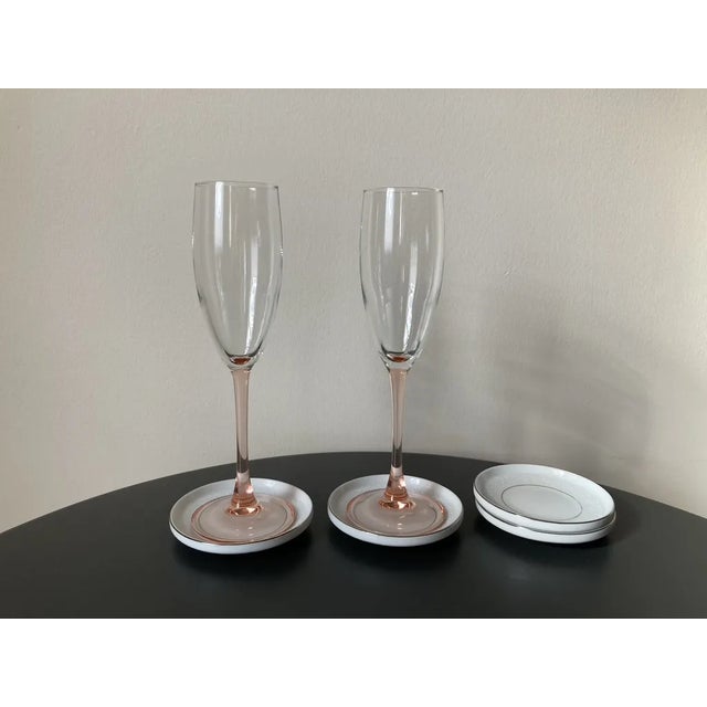 1970s White Lace Round Porcelain Coasters With Platinum Rim Accent- Set of 4 For Sale - Image 5 of 12