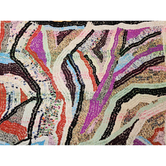 Late 20th Century Vintage Moroccan Tapestry Rug, Handwoven, Mid-Century Modern Abstract Design, 6’ X 7’ For Sale - Image 5 of 10