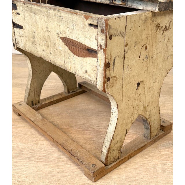 Antique Primitive Farmhouse White Painted Storage Milking Stool For Sale - Image 10 of 11