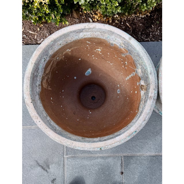 Pair Anduze-Form Planters, Festoon Relief, Glazed Terracotta For Sale - Image 14 of 16