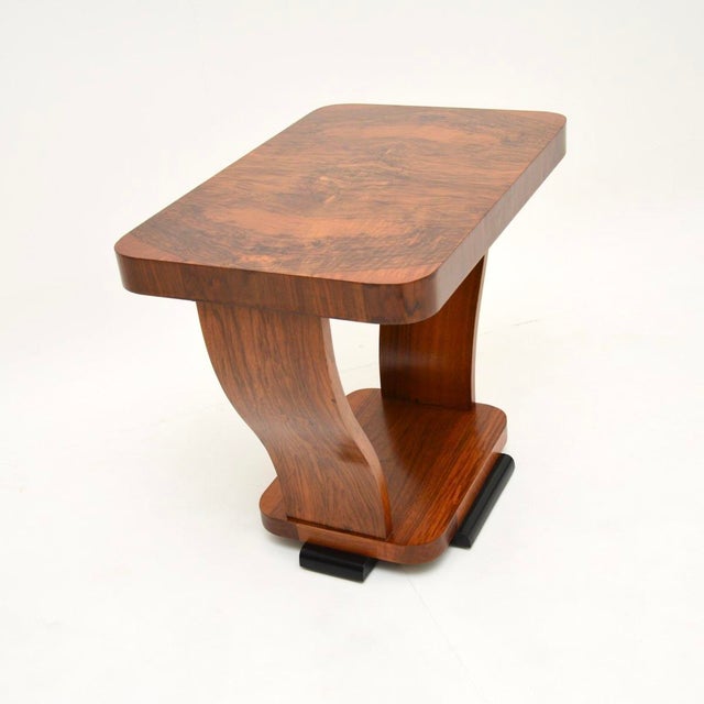 Mid-Century Modern Art Deco Figured Walnut Occasional Side Table, 1920s For Sale - Image 3 of 8