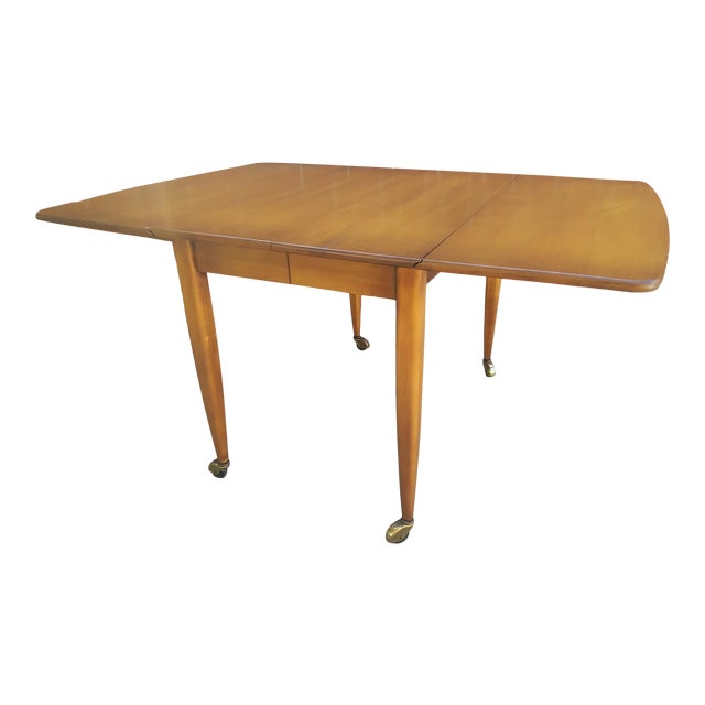 Vintage Mid Century Willett Drop Leaf Dining Table For Sale