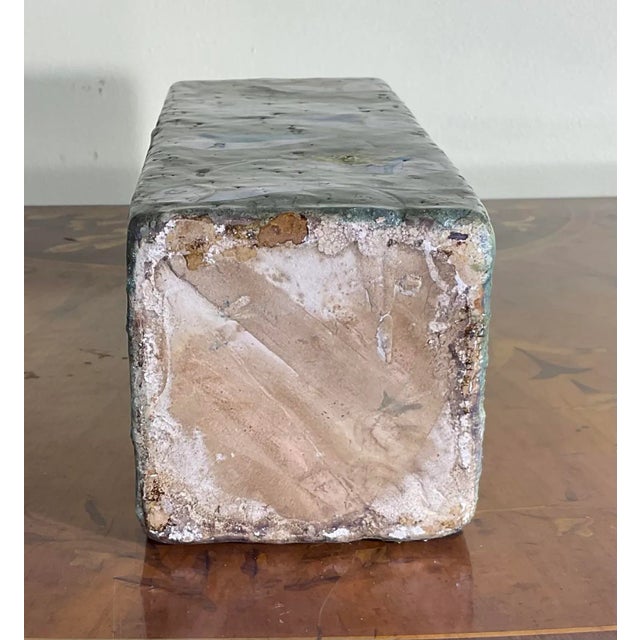 Vintage Hand Painted Square Ceramic Fish Vase For Sale In Miami - Image 6 of 11