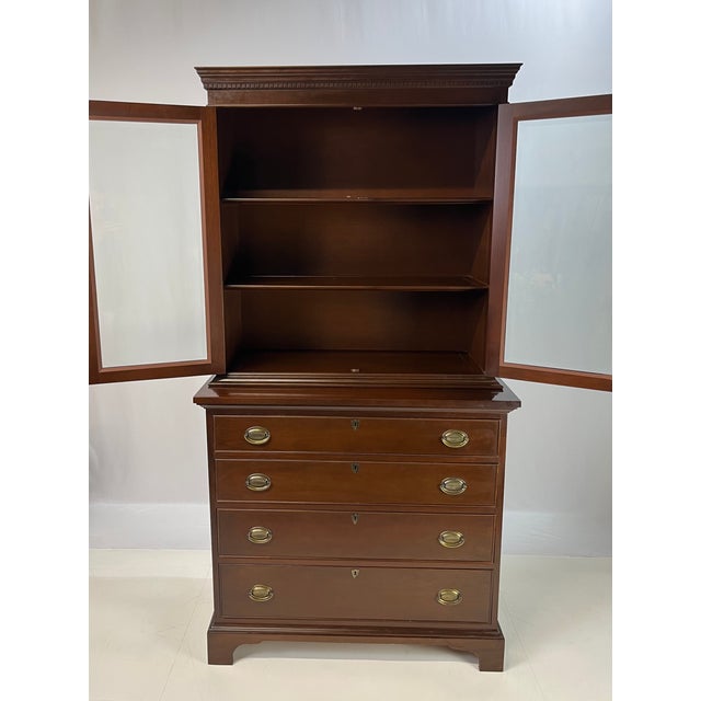 High quality two-piece solid mahogany cabinet and chest by Craftique Furniture Company of Mebane, North Carolina....