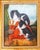 Vintage oil painting on board featuring two King Charles Spaniels, a classic rendering inspired by the renowned British...