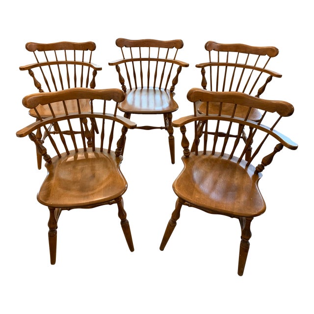 1960s Vintage Ethan Allen Captains Chairs Set of 5 Chairish