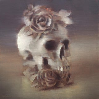 Skull and Flowers part 1 by Nicolas Martin | Oil Painting of a skull surrounded by flowers For Sale