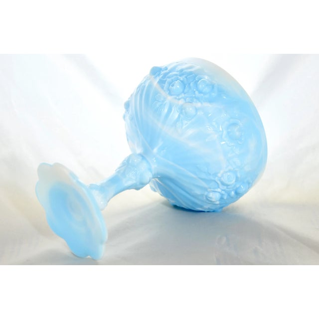 Mid 20th Century Blue Slag Glass Pedestal Bowl For Sale - Image 5 of 6
