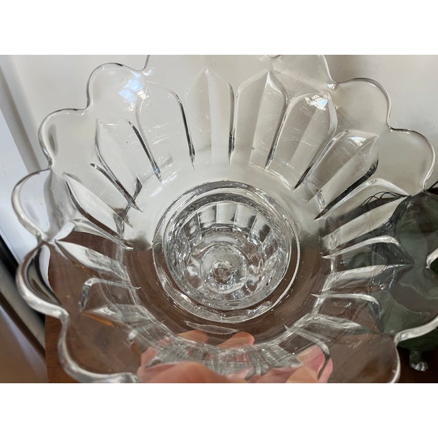 Large Antique 19th Century American Flint Glass Crystal Footed Centerpiece Fruit Bowl or Pineapple Stand For Sale - Image 4 of 12