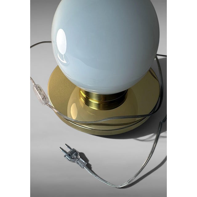 Vintage Pair of Italian Lamps With Brass Bases and Opal Glass Shades For Sale - Image 13 of 16