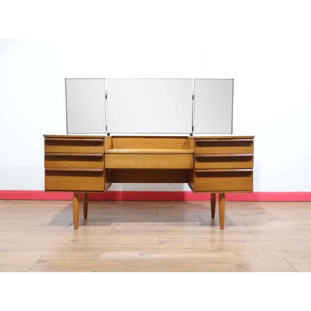 Mid Century Modern Vintage Teak British Vanity Dresser Desk For Sale - Image 15 of 15