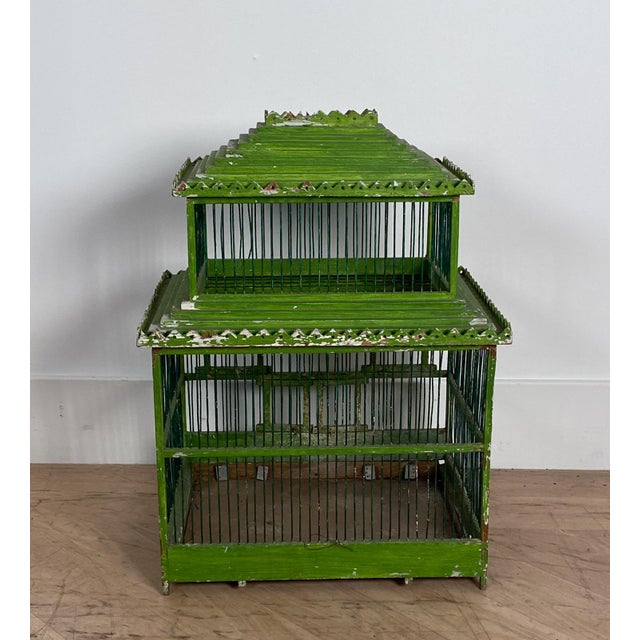 Green Painted Bird Cage, South East Asia Circa 1900 For Sale - Image 4 of 5