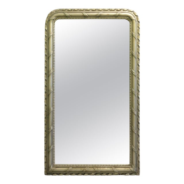Tall French Louis Philippe Wall Mirror in Silver Gilt For Sale