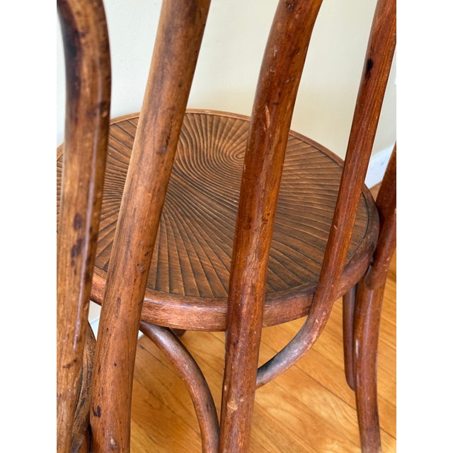 Brown Antique Thonet Style Bentwood Cafe Bistro Chairs, Set of Four For Sale - Image 8 of 13