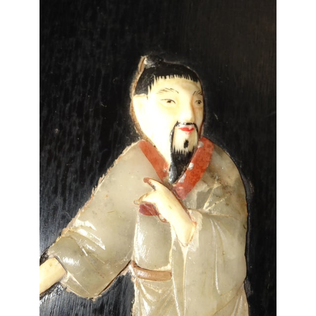 Oriental Asian Black Pictures with Mother of Pearl 'Men Farming & Fishing' - a Pair For Sale In Los Angeles - Image 6 of 9