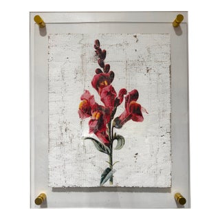 Red Snapdragon - Hand Textured Red Snapdragon Art For Sale
