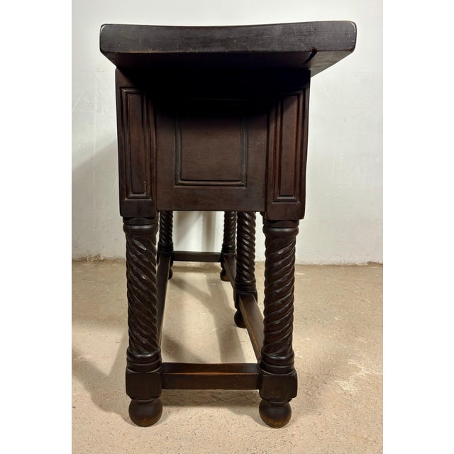 Late 19th Century Spanish Baroque Style Walnut Console Table with Twisted Legs For Sale - Image 11 of 18