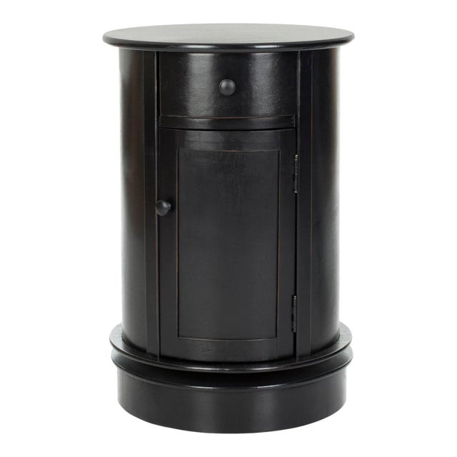 Swivel Accent Table in Distressed Black For Sale