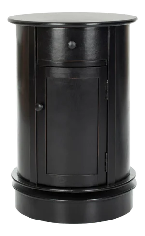 Swivel Accent Table in Distressed Black