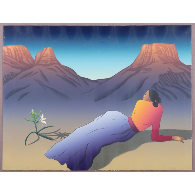 1989 Printing Excellent Condition Print Very Good + Frame R.C. Gorman "Desert Lily" Stone Lithograph Artist Signed and...