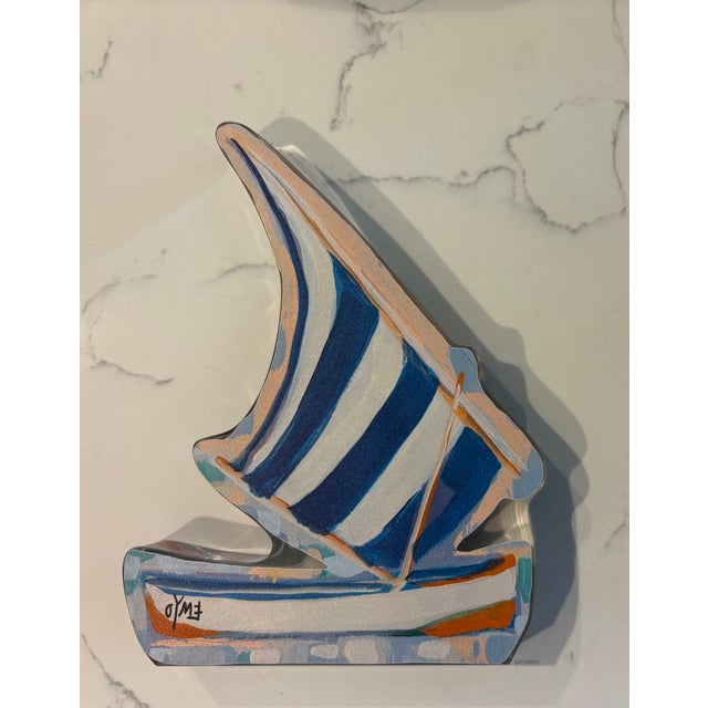 2025 Emyo Sailboat Giclee in Acrylic, Sold Out Limited Edition For Sale - Image 4 of 4
