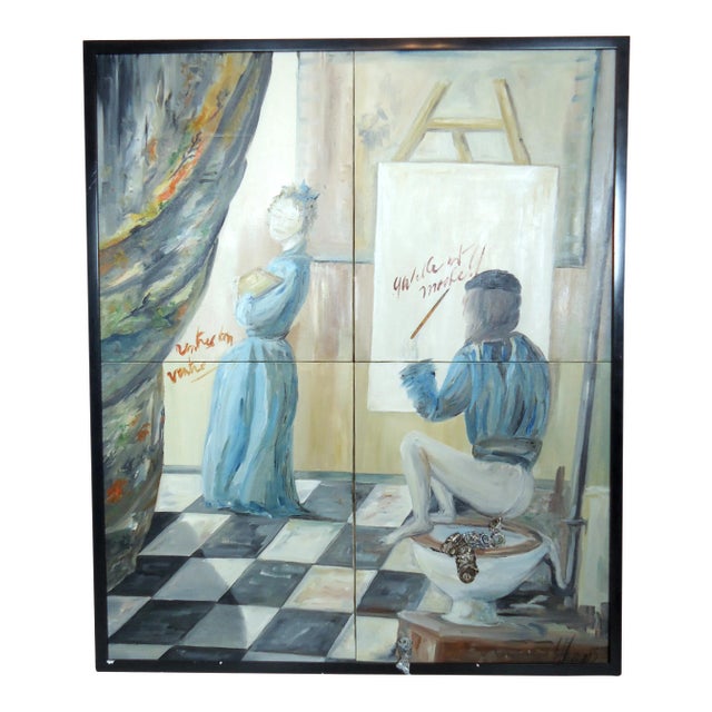 1960s Modern Painting of an Artist Painting For Sale
