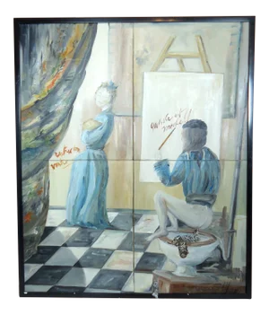 1960s Modern Painting of an Artist Painting