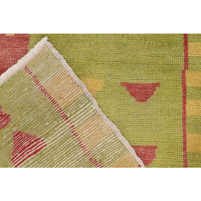 Textile Vintage Zeki Müren Rug in Green, Red and Gold Geometric Patterns by Rug & Kilim For Sale - Image 7 of 7