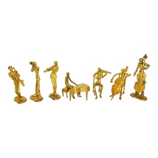 Mid 20th Century Gatco Solid Brass Band Sculptures - Set of 7 For Sale