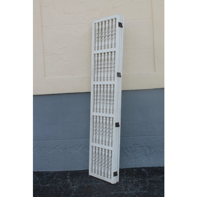 1950's Vintage White Turned Wood Room Divider Screen For Sale - Image 11 of 13