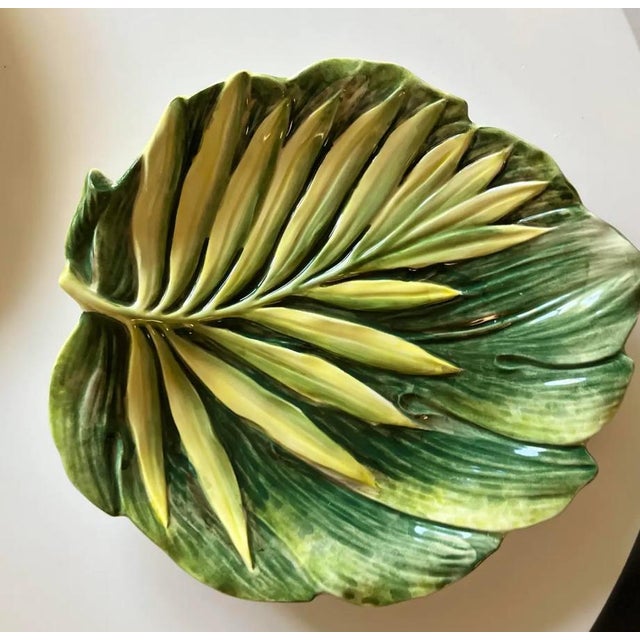Vintage Trompe l'Oeil Fitz and Floyd Banana Leaf Plates- Set of 4 For Sale In Palm Springs - Image 6 of 6