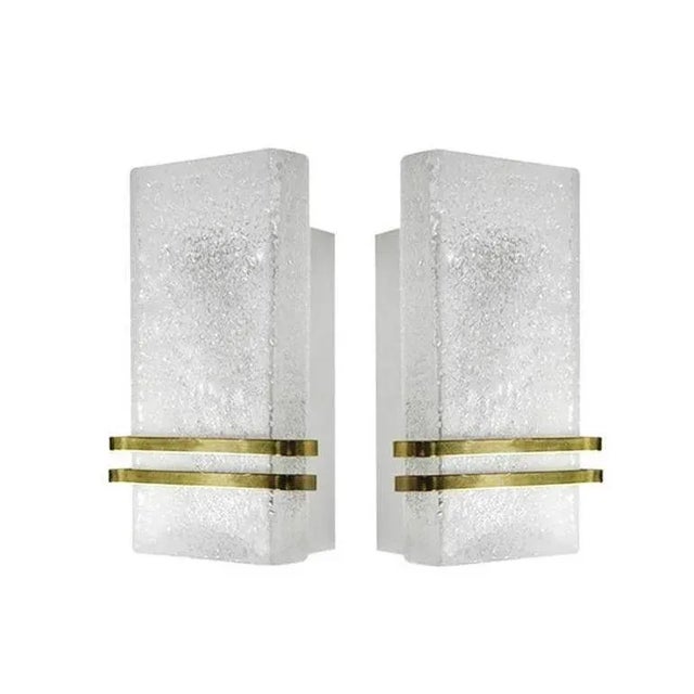 1960s Murano Glass and Brass Sconces by Doria Leuchten - a Pair For Sale - Image 4 of 6