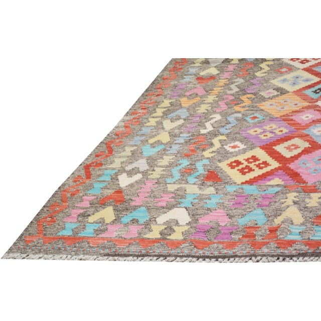 2000 - 2009 Contemporary Afghan Maimana Wool Flatweave Kilim Rug,8'2"X11'2" For Sale - Image 5 of 6