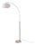 Coronado Float Chairside Arc Lamp by Nova of California - Satin Nickel Steel, White Linen Drum Shade, 92 Inch Tall, 16 Inch Shade, Dimmable For Sale