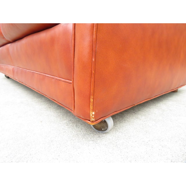 Vintage Genuine Leather 2 Seater Sofa Loveseat W/ Footstool Ottoman Bench ~ MCM For Sale - Image 15 of 15