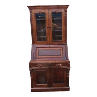 Late 1880s Victorian Eastlake Two Part Tall Secretary Desk 6372 For Sale