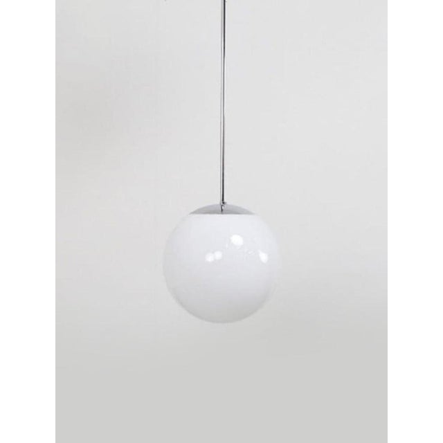 Vintage Bauhaus Opal Ball Hanging Lamp, 1970s For Sale - Image 3 of 4