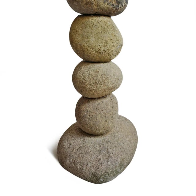 Early 21st Century Vintage Rustic Modern Stacked River Rock Bistro Table For Sale - Image 5 of 6