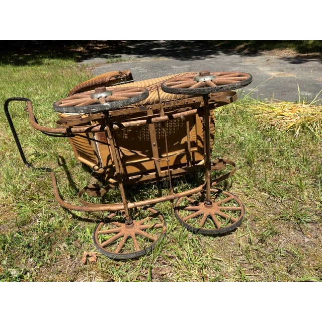 Late 19th Century Antique Victorian Wicker Infant Pram For Sale - Image 5 of 12