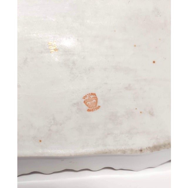 Early 20th Century Antique Tray Portrait Curly Auburn Hair Lady Vettori Dresser Dish Austria Porcelain For Sale - Image 5 of 9