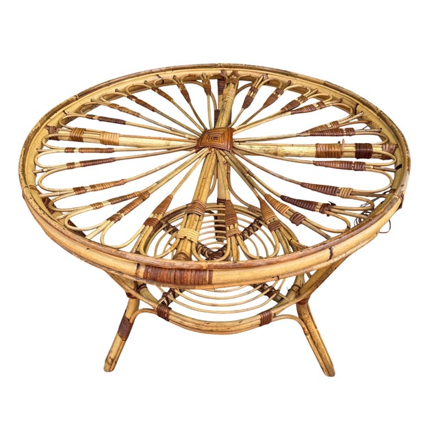Vintage French Rattan Table, 1950s For Sale - Image 9 of 13