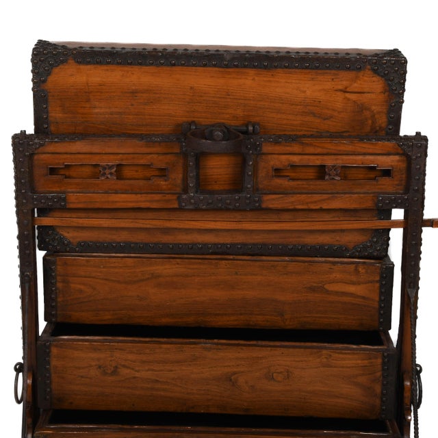 Chinese Chinese Wood and Wrought Iron Wedding Chest For Sale - Image 3 of 13