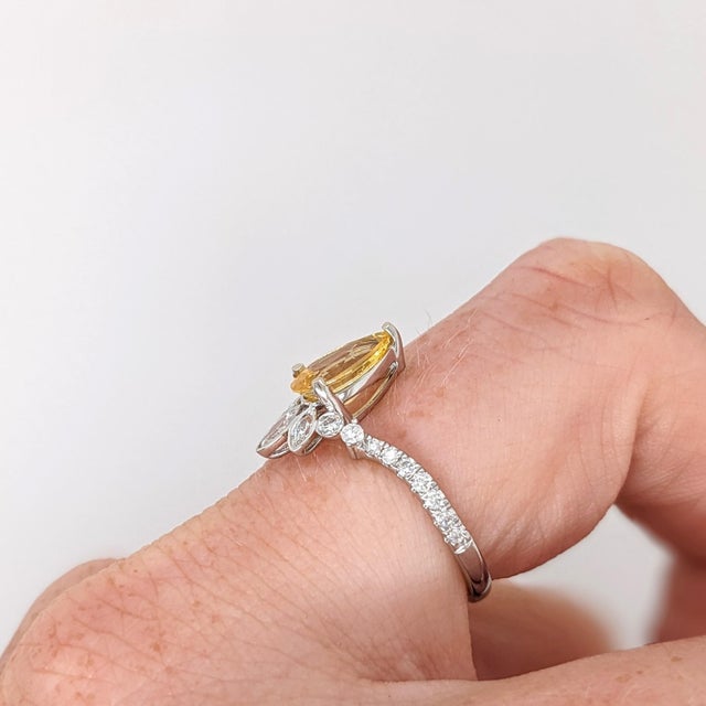 Contemporary 1.4Ct Ceylon Yellow Sapphire Ring With Diamond Accents: Solid 14k Gold, 9x6mm, Size 6.75 For Sale - Image 3 of 8