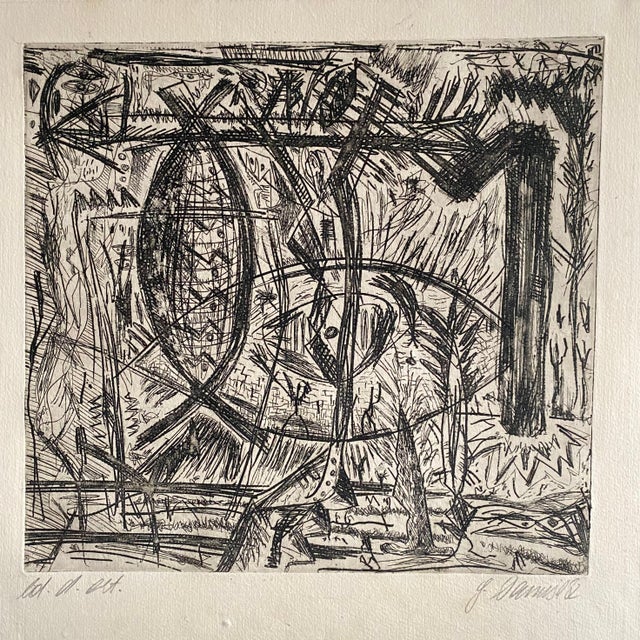 Gunter Damisch, Austrian Junge Wilde Abstract Etching Hand Signed, New Expressionist, c.1980s For Sale