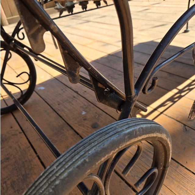 Late 20th Century Wrought Iron Chaise Lounge With Cushions on Wheels For Sale - Image 6 of 10