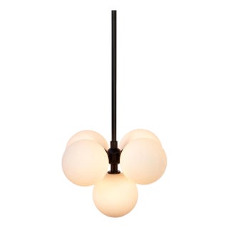Bunch Pendant, Black, 62in H, Modern, 5 Inch Glass Globes, by Research.Lighting, Modern, Minimal Hanging Light For Sale